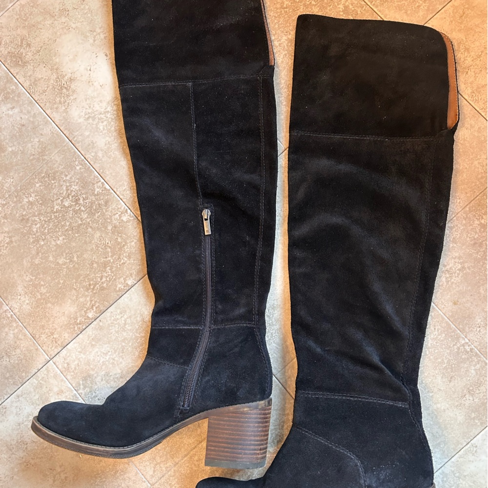 Lucky Brand Black Suede Knee-High Boots